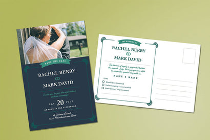 Elegant Wedding Postcard Invitation