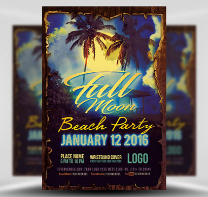 Full Moon Beach Party Flyer V2 1