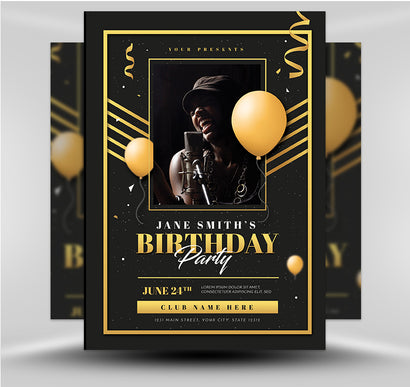 Gold Deco Brithday Flyer 1