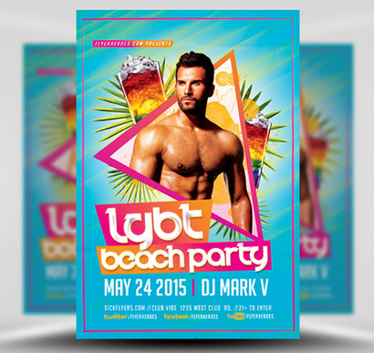 Lgbt Beach Party Flyer  1