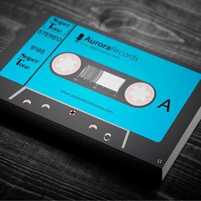 Retro Music Business Card Design Blue