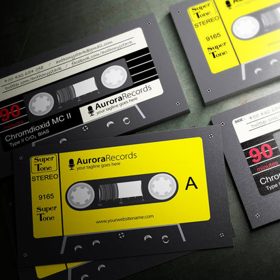 Retro Music Business Card Design Yellow
