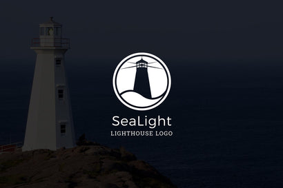 Sealight - Negative Space Lighthouse Logo