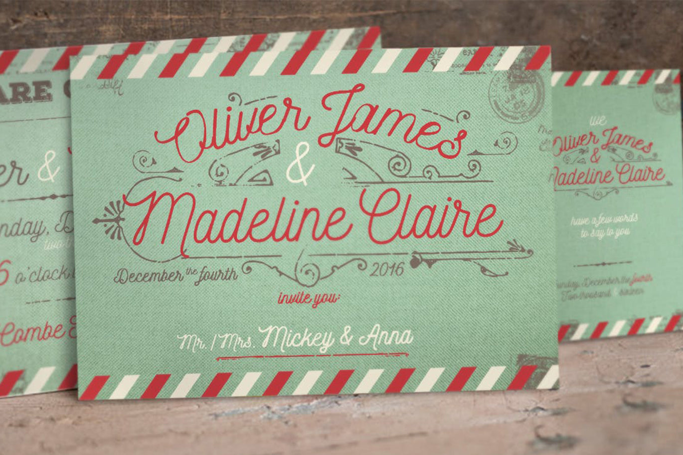 Vintage Airmail Wedding Invitation