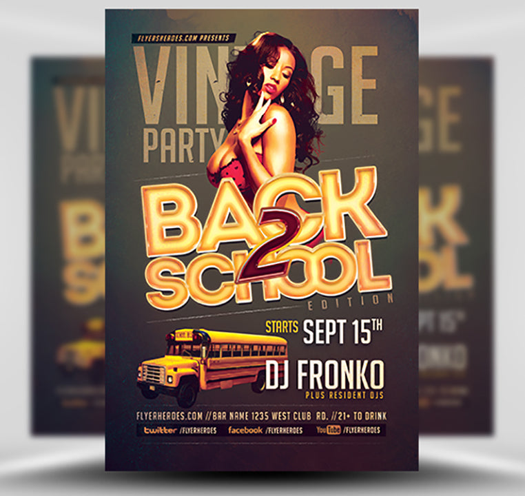 Vintage Back To School Party Flyer 1