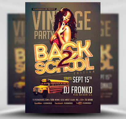 Vintage Back To School Party Flyer 1