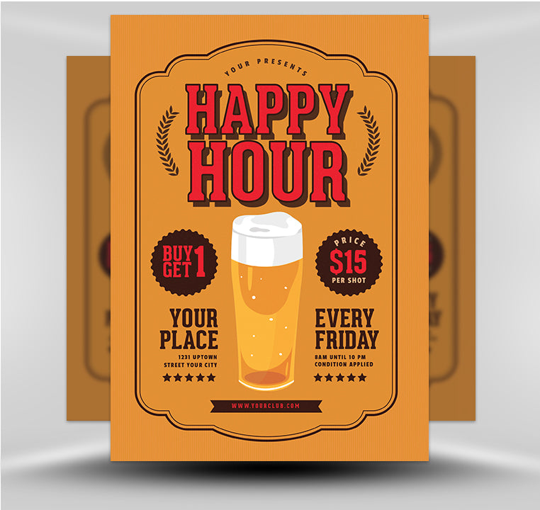 Vintage Happy Hour Beer Flyer 1